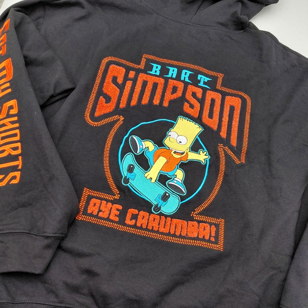 The Simpsons Bart Simpson Eat My Shorts Hoodie Black XXL TV Skateboard Cartoon
